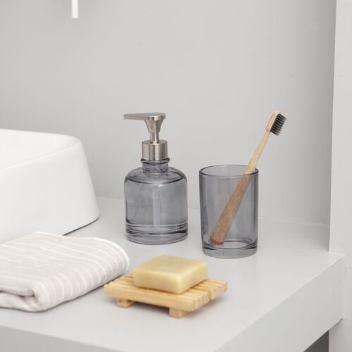 Vaso para baño FRASCO  Vidrio  Gris