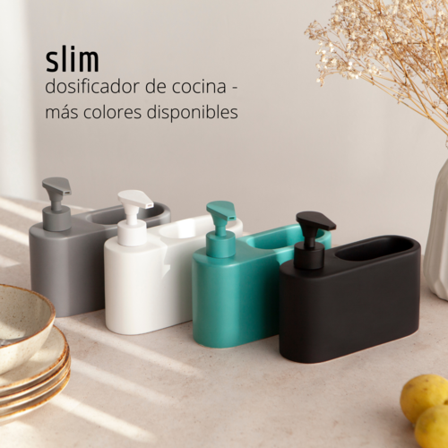 Dosificador de jabón para cocina de cerámica SLIM - negro